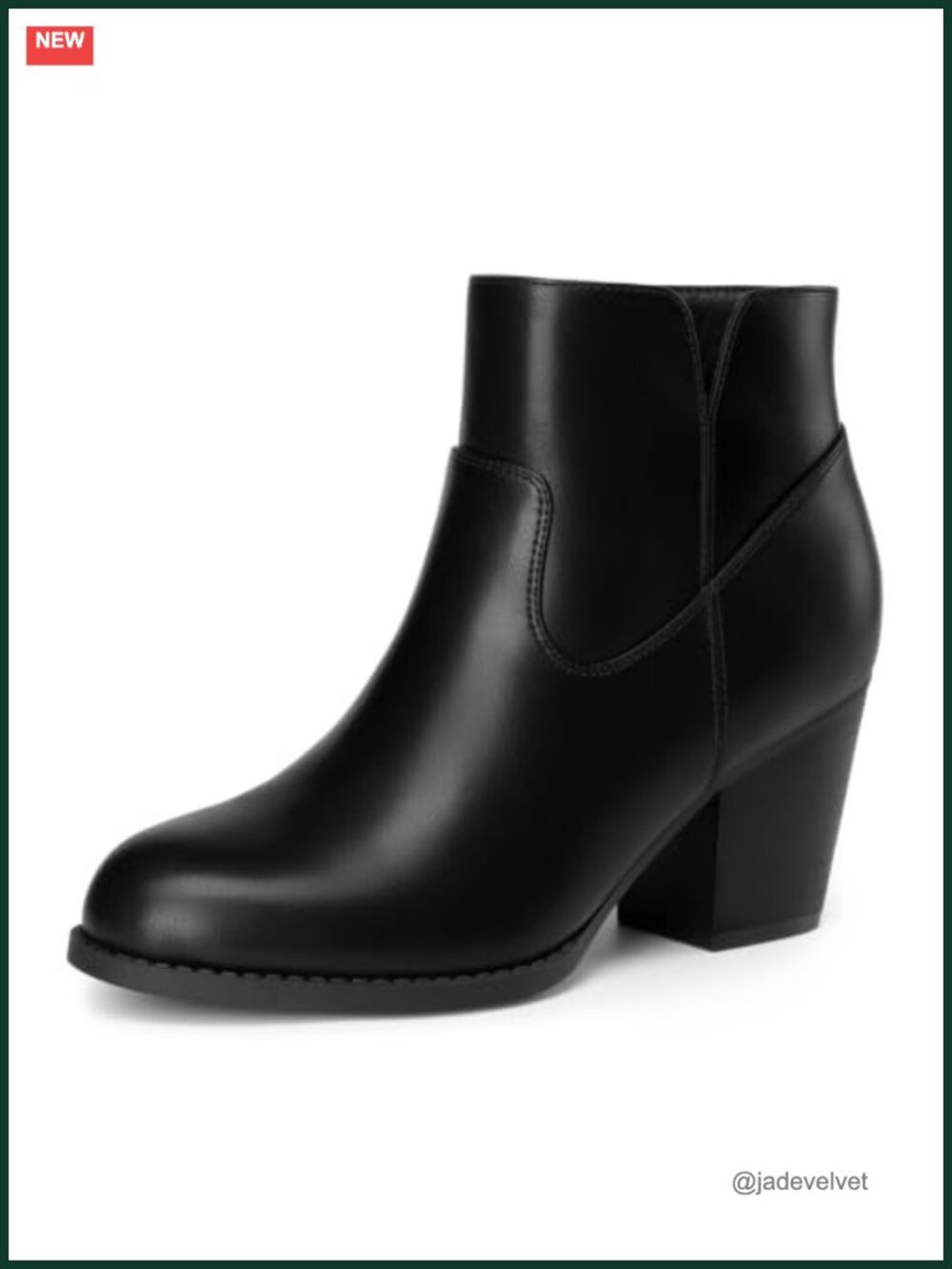 Women's Ankle Booties Block Heel Side Zip Round Toe PU Dress Boots